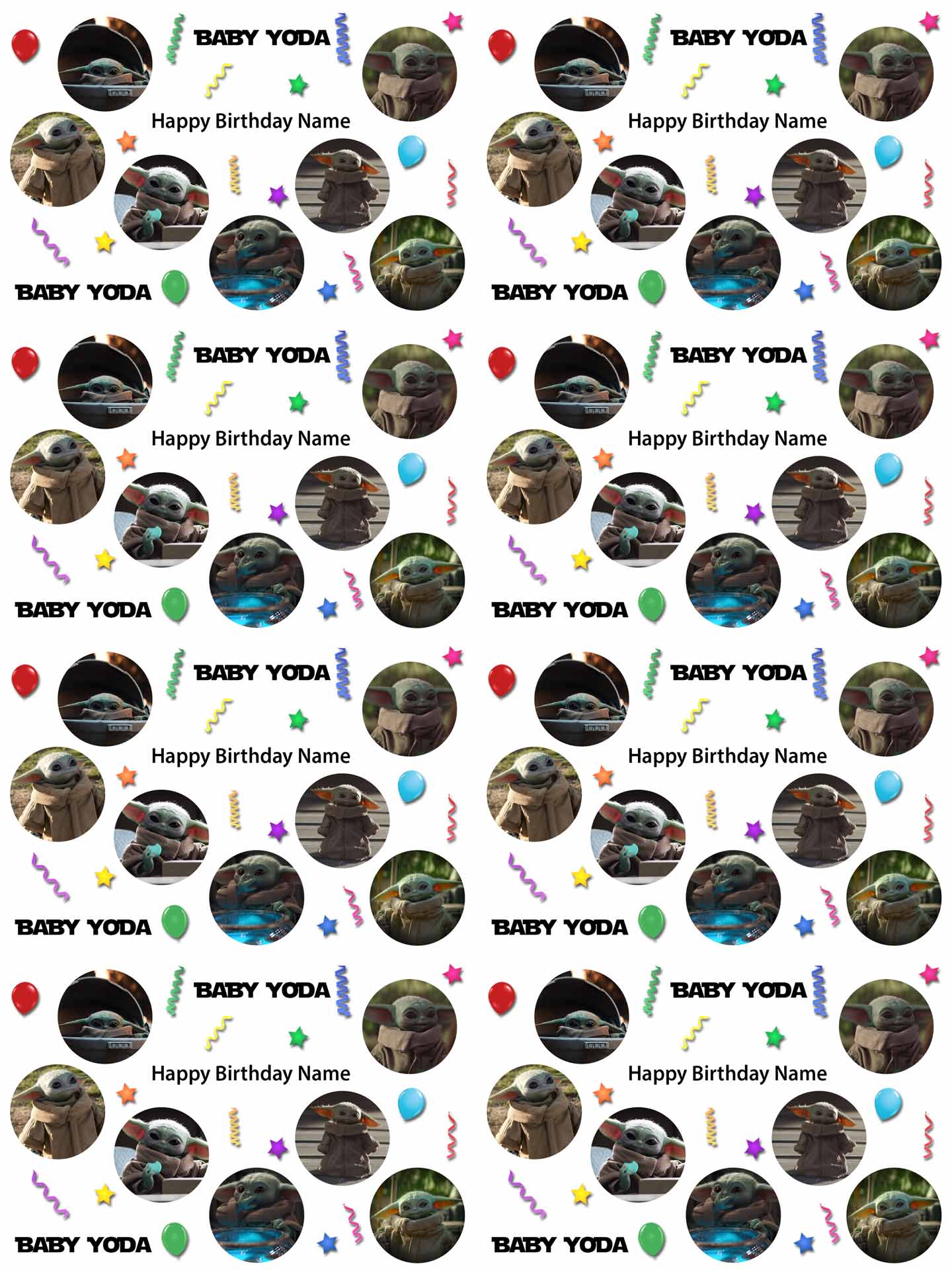 BABY YODA PERSONALISED Birthday Gift Wrapping Paper 3 Designs ADD NAME